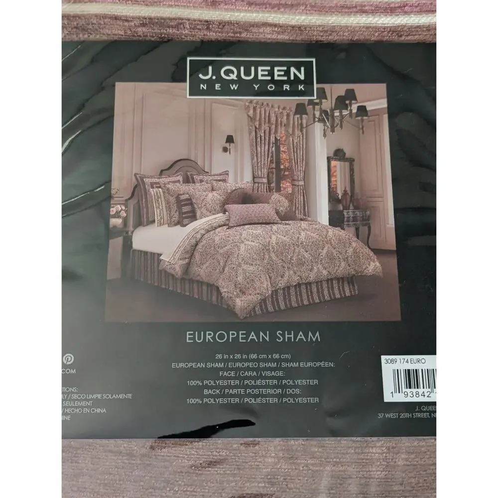 J Queen New York Lupita Woven Chenille Striped Euro Sham New Terracotta 26 x 26